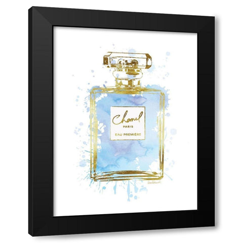 Perfume Bottle Blue Black Modern Wood Framed Art Print by Greenwood, Amanda
