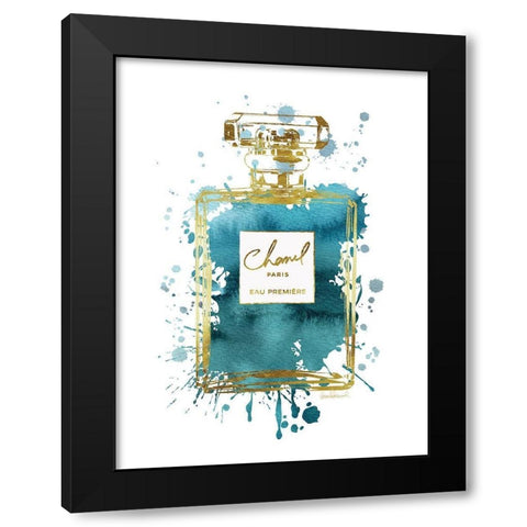 Perfume Bottle Deep Teal Black Modern Wood Framed Art Print with Double Matting by Greenwood, Amanda
