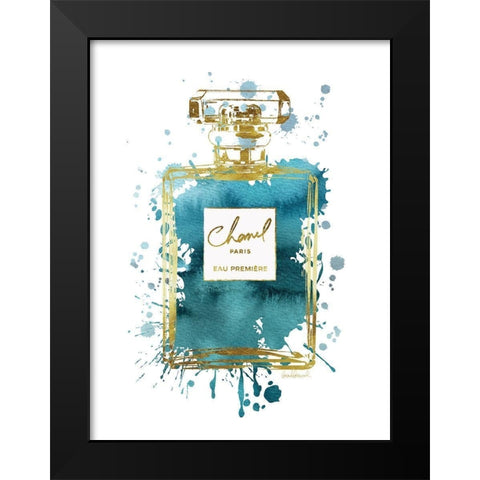 Perfume Bottle Deep Teal Black Modern Wood Framed Art Print by Greenwood, Amanda