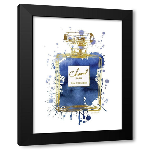Perfume Bottle Navy Black Modern Wood Framed Art Print by Greenwood, Amanda