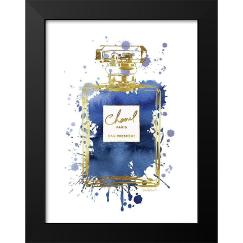 Perfume Bottle Navy Black Modern Wood Framed Art Print by Greenwood, Amanda