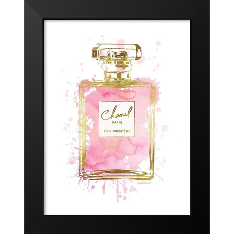 Perfume Bottle Pink Black Modern Wood Framed Art Print by Greenwood, Amanda