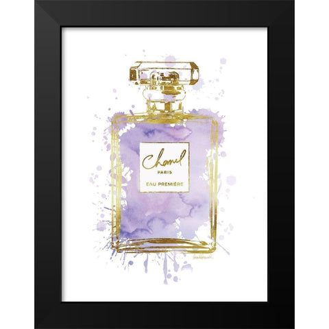 Perfume Bottle Purple Black Modern Wood Framed Art Print by Greenwood, Amanda
