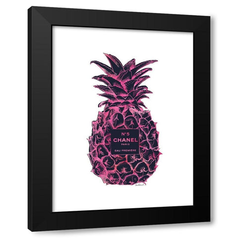 Black Pink Pineapple Black Modern Wood Framed Art Print by Greenwood, Amanda
