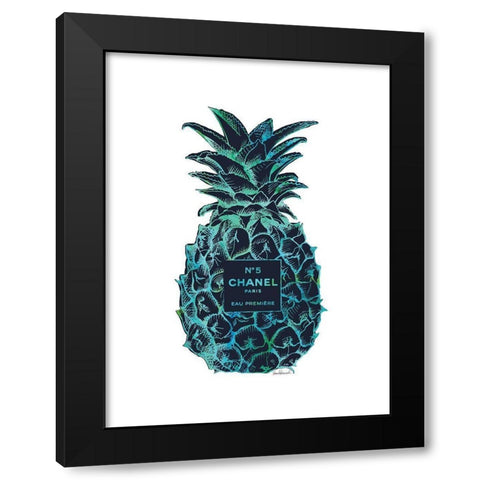 Black Tropical Pineapple Black Modern Wood Framed Art Print by Greenwood, Amanda