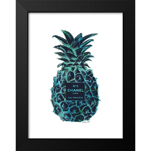 Black Tropical Pineapple Black Modern Wood Framed Art Print by Greenwood, Amanda