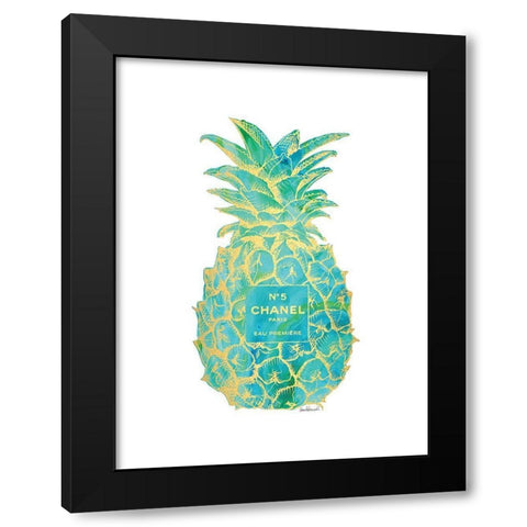 Green Gold Pineapple Black Modern Wood Framed Art Print with Double Matting by Greenwood, Amanda