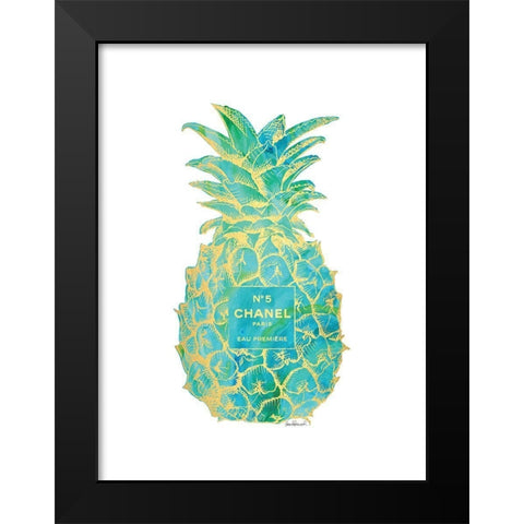 Green Gold Pineapple Black Modern Wood Framed Art Print by Greenwood, Amanda