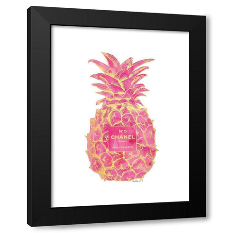 Pink Gold Pineapple Black Modern Wood Framed Art Print with Double Matting by Greenwood, Amanda