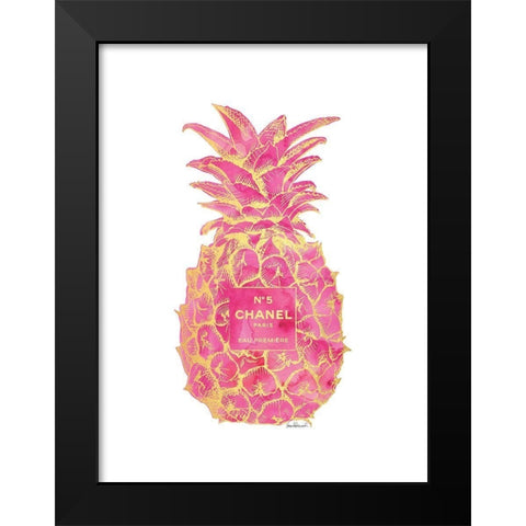 Pink Gold Pineapple Black Modern Wood Framed Art Print by Greenwood, Amanda
