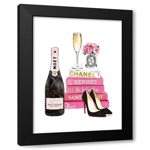 Pink Champagne Black Modern Wood Framed Art Print with Double Matting by Greenwood, Amanda