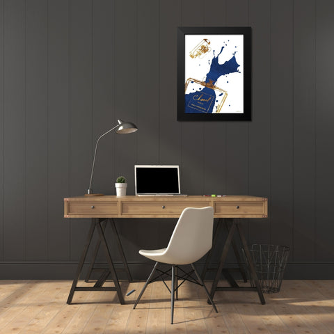 Navy Splash Black Modern Wood Framed Art Print by Greenwood, Amanda