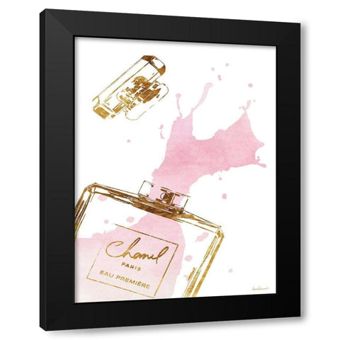 Pink Splash Black Modern Wood Framed Art Print by Greenwood, Amanda