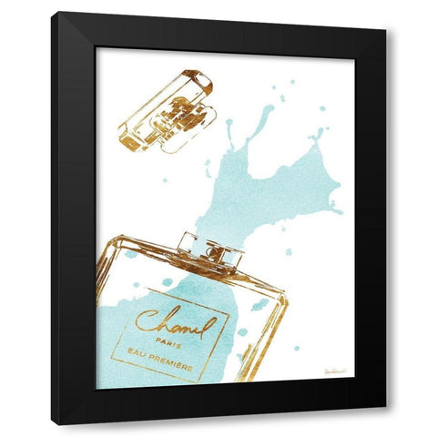Teal Splash Black Modern Wood Framed Art Print with Double Matting by Greenwood, Amanda