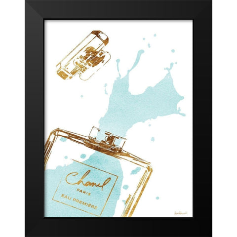 Teal Splash Black Modern Wood Framed Art Print by Greenwood, Amanda
