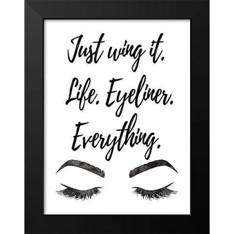 Just Wing It Black Modern Wood Framed Art Print by Greenwood, Amanda