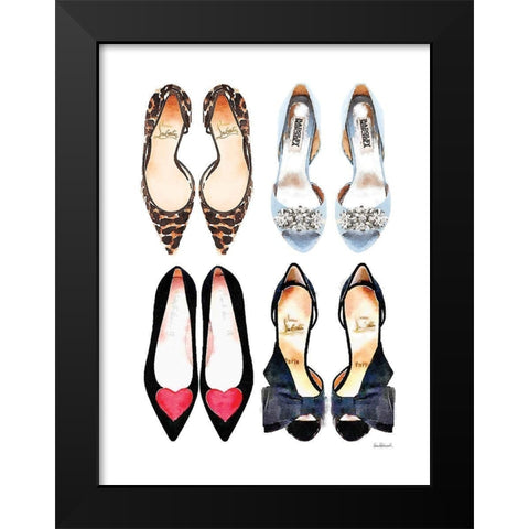 Shoe Collection Black Modern Wood Framed Art Print by Greenwood, Amanda