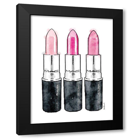 3 Pink Sticks Black Modern Wood Framed Art Print with Double Matting by Greenwood, Amanda