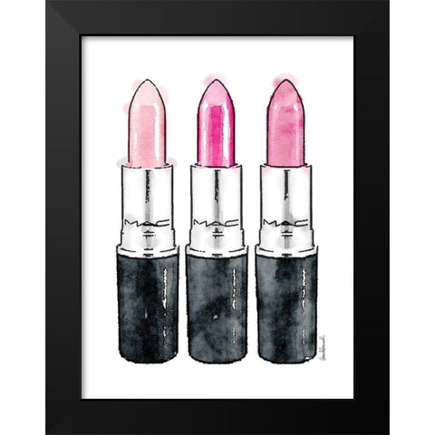 3 Pink Sticks Black Modern Wood Framed Art Print by Greenwood, Amanda