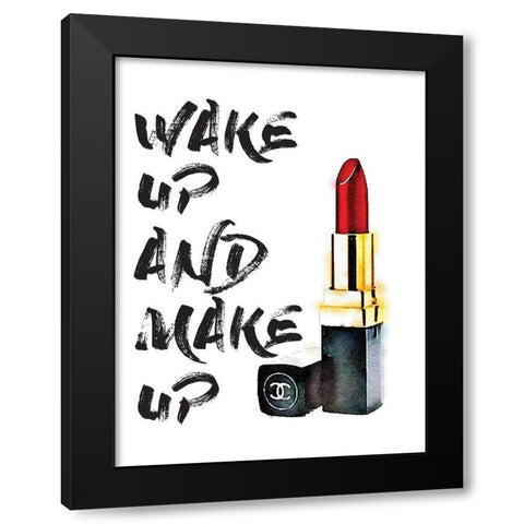 Wakeup Makeup Lipstick Red Black Modern Wood Framed Art Print by Greenwood, Amanda