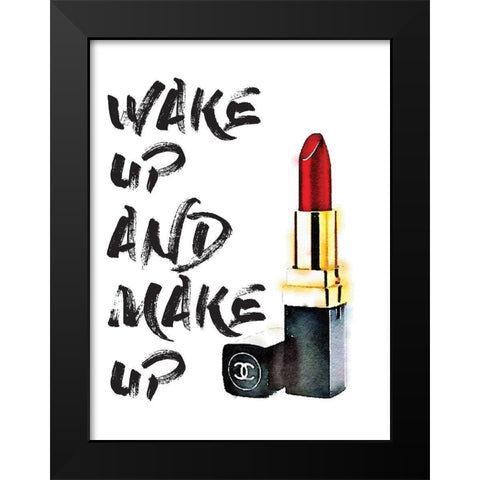 Wakeup Makeup Lipstick Red Black Modern Wood Framed Art Print by Greenwood, Amanda