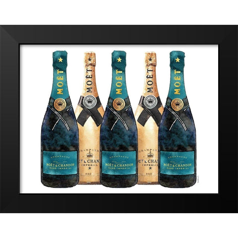 Champange 5 Teal and Gold Black Modern Wood Framed Art Print by Greenwood, Amanda