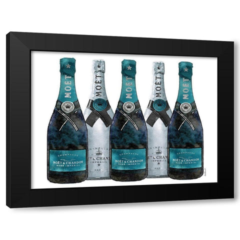 Champange 5 Teal and Silver Black Modern Wood Framed Art Print by Greenwood, Amanda
