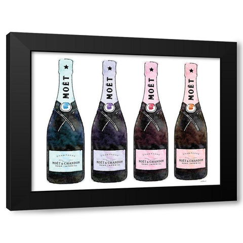 Champange 4 Soft Rainbow Black Modern Wood Framed Art Print by Greenwood, Amanda