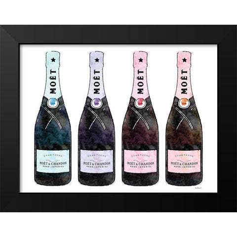 Champange 4 Soft Rainbow Black Modern Wood Framed Art Print by Greenwood, Amanda