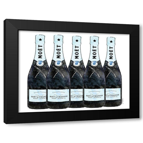 Champange 5 Blue Black Modern Wood Framed Art Print by Greenwood, Amanda