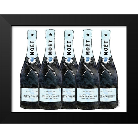 Champange 5 Blue Black Modern Wood Framed Art Print by Greenwood, Amanda