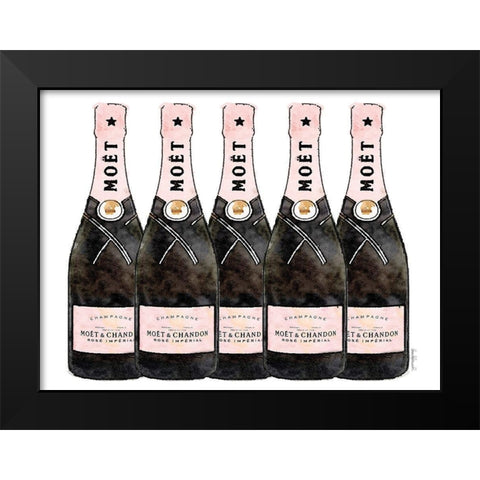 Champange 5 Pink Black Modern Wood Framed Art Print by Greenwood, Amanda