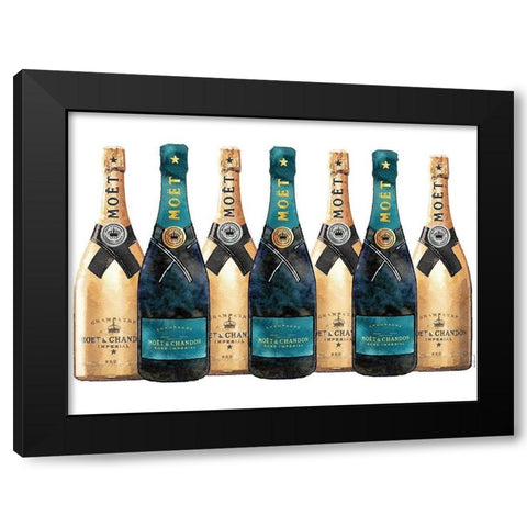 Champange 7 Teal and Gold Black Modern Wood Framed Art Print by Greenwood, Amanda