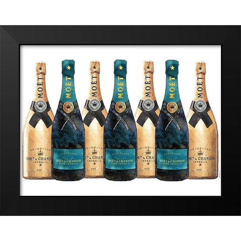 Champange 7 Teal and Gold Black Modern Wood Framed Art Print by Greenwood, Amanda