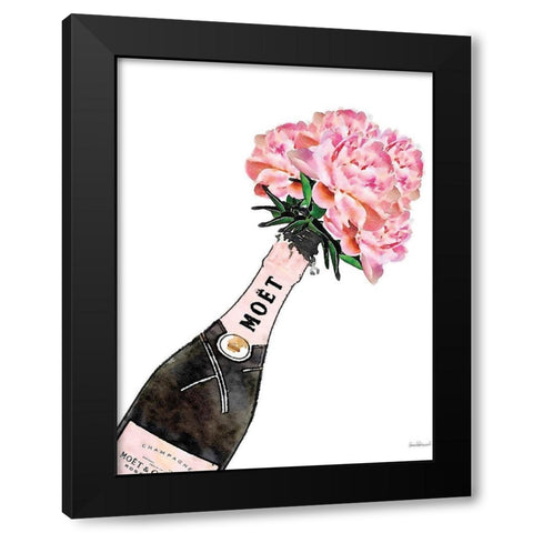 Champange Pink Peony Black Modern Wood Framed Art Print with Double Matting by Greenwood, Amanda