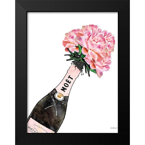 Champange Pink Peony Black Modern Wood Framed Art Print by Greenwood, Amanda