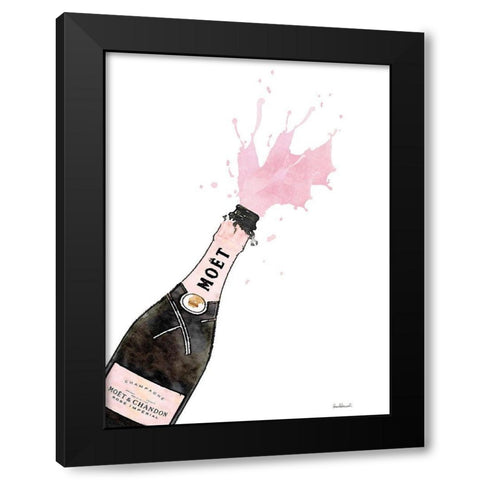 Champange Splash Pink Black Modern Wood Framed Art Print with Double Matting by Greenwood, Amanda