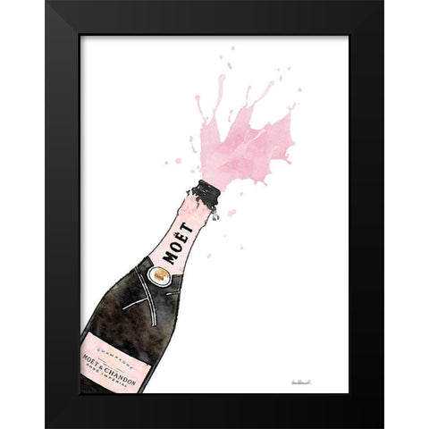 Champange Splash Pink Black Modern Wood Framed Art Print by Greenwood, Amanda