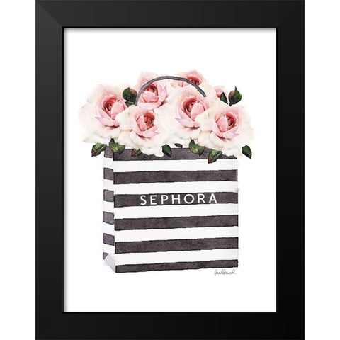 Bag with Pink Rose Black Modern Wood Framed Art Print by Greenwood, Amanda