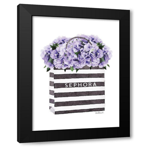Bag with Purple Hydrangea Black Modern Wood Framed Art Print with Double Matting by Greenwood, Amanda