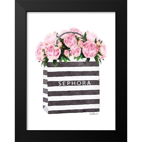 Bag with Soft Pink Peony Black Modern Wood Framed Art Print by Greenwood, Amanda