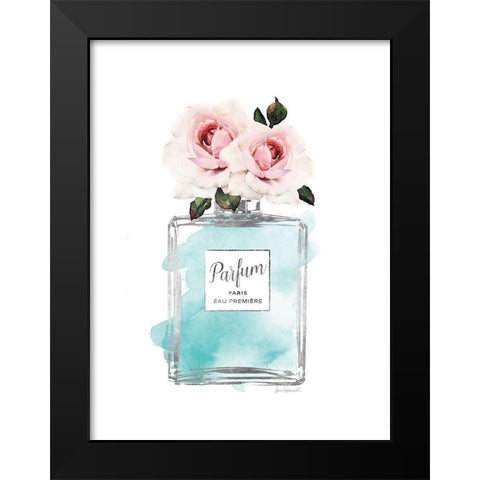Parfume Teal with Rose Black Modern Wood Framed Art Print by Greenwood, Amanda