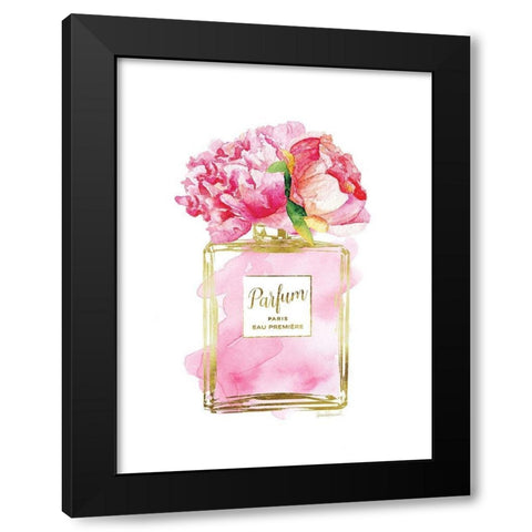 Parfume Pink with Peony Black Modern Wood Framed Art Print with Double Matting by Greenwood, Amanda