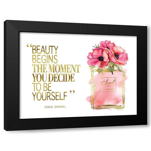 Beauty Begins Poppy Black Modern Wood Framed Art Print with Double Matting by Greenwood, Amanda