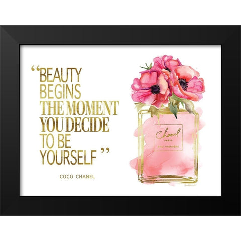 Beauty Begins Poppy Black Modern Wood Framed Art Print by Greenwood, Amanda