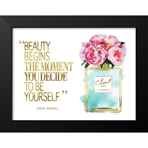 Beauty Begins Peony Black Modern Wood Framed Art Print by Greenwood, Amanda