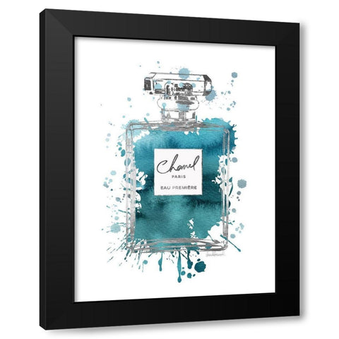 Silver Inky Perfume in Teal Black Modern Wood Framed Art Print by Greenwood, Amanda