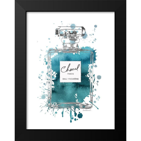 Silver Inky Perfume in Teal Black Modern Wood Framed Art Print by Greenwood, Amanda