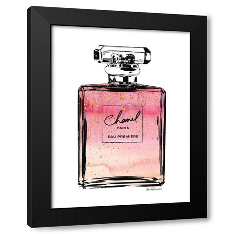 Perfume in Pink Ombre Glitter Black Modern Wood Framed Art Print by Greenwood, Amanda