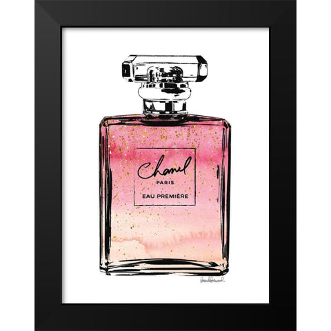 Perfume in Pink Ombre Glitter Black Modern Wood Framed Art Print by Greenwood, Amanda